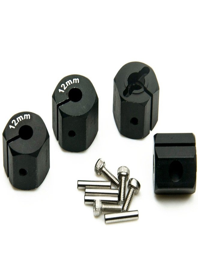 QUE-T Aluminum 12mm Thickness 12mm Wheel Hex Drive Adaptors with Pins & Screws for Most of 1/10 RC Crawler Car Black - Image 2
